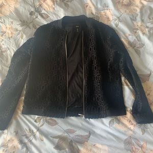 Vintage Black Lace Zip-Up Sweater